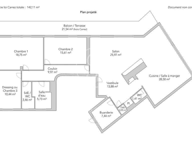 Appartement Paris 16e - 3 chambres - 142m²