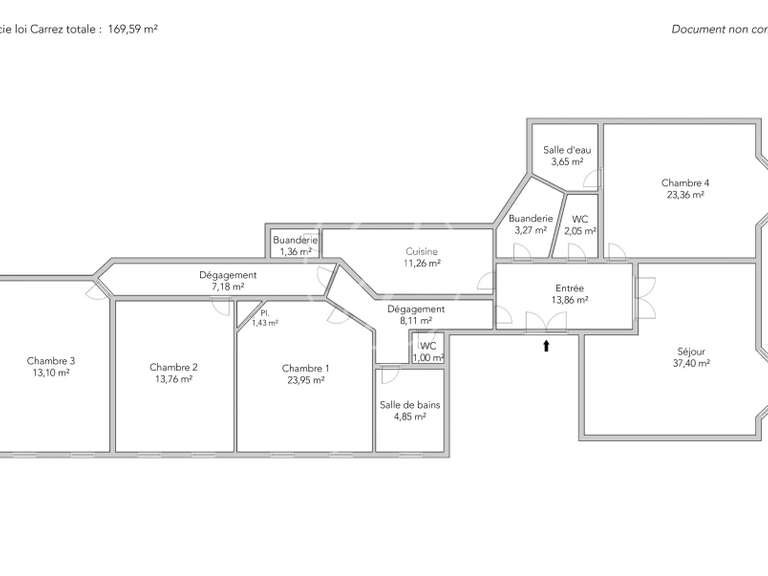 Appartement Paris 16e - 4 chambres - 169m²