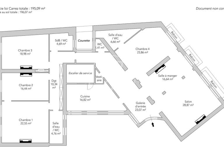 Appartement Paris 16e - 4 chambres - 196m²