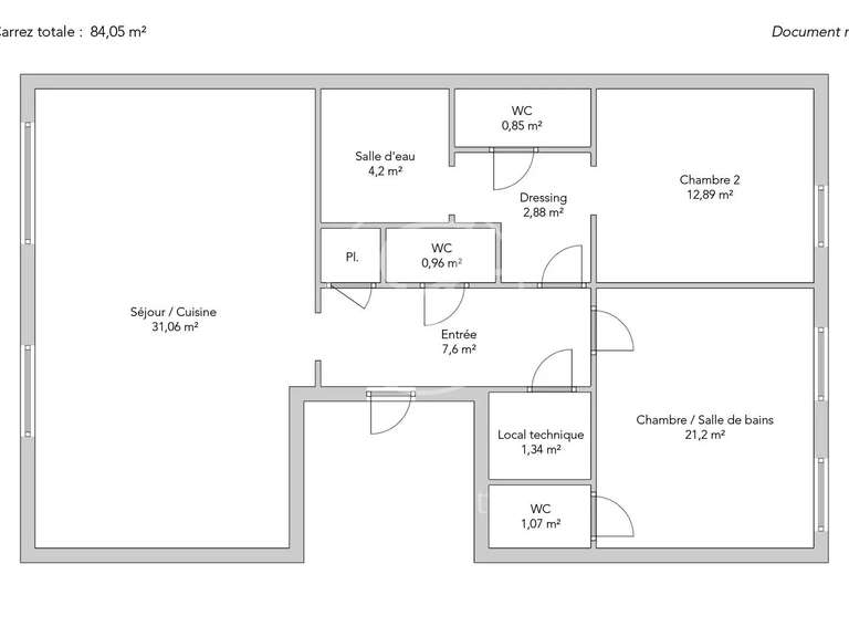 Appartement Paris 16e - 2 chambres - 84m²