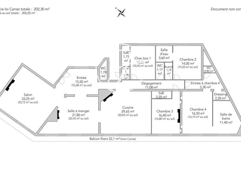 Appartement Paris 16e - 4 chambres - 205m²