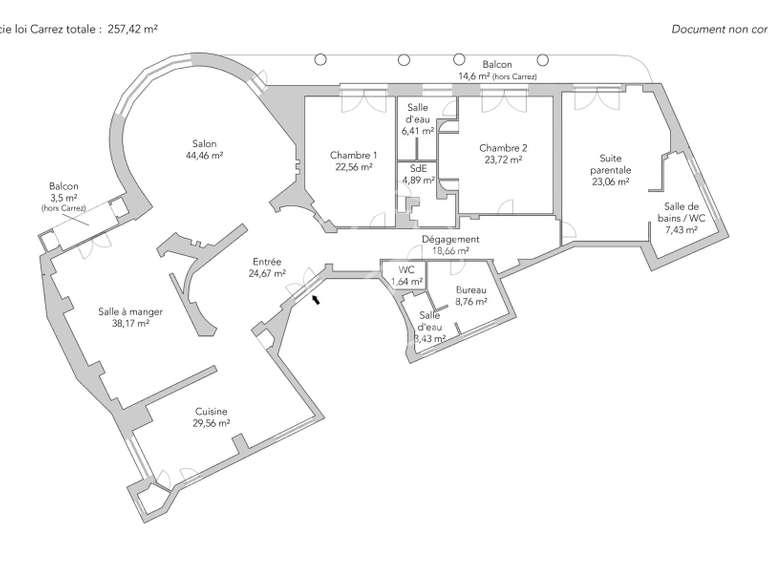 Appartement Paris 16e - 3 chambres - 286m²