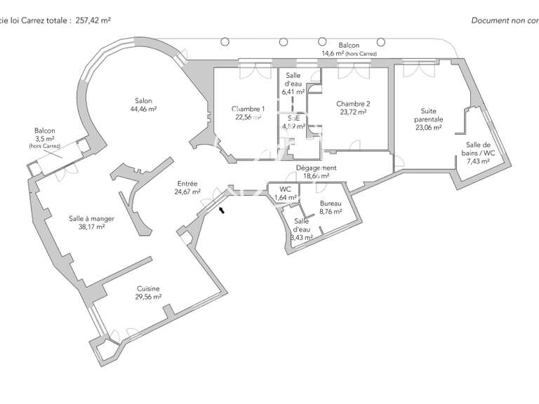 Appartement Paris 16e - 3 chambres - 286m²