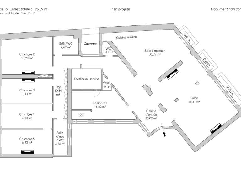 Appartement Paris 16e - 5 chambres - 196m²