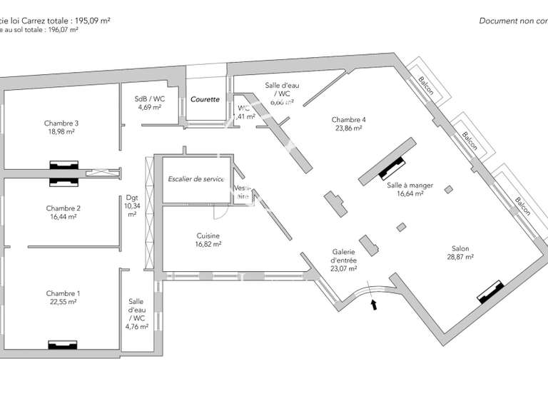 Appartement Paris 16e - 5 chambres - 196m²