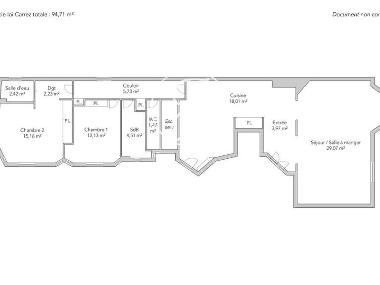 Appartement Paris 16e - 2 chambres - 94m²