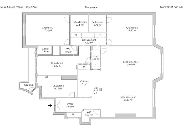 Appartement Paris 16e - 3 chambres - 140m²