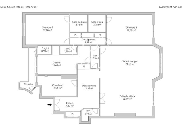 Appartement Paris 16e - 3 chambres - 140m²