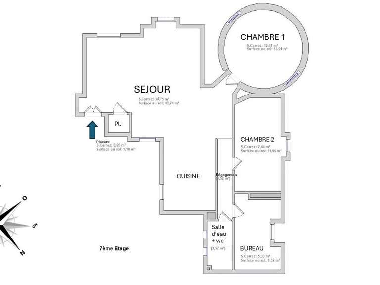 Appartement Paris 16e - 2 chambres - 85m²