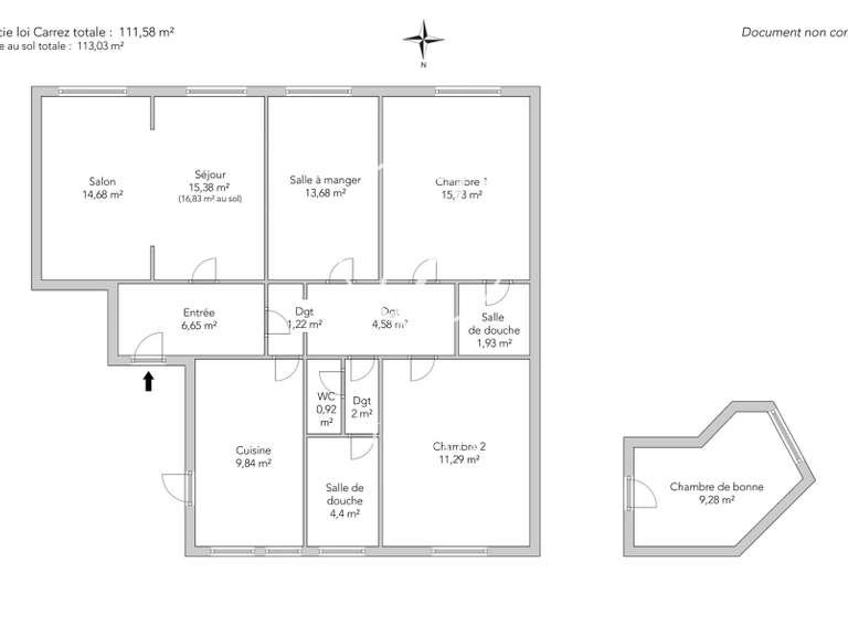 Appartement Paris 16e - 3 chambres - 113m²