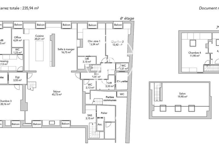 Appartement Paris 16e - 5 chambres - 235m²