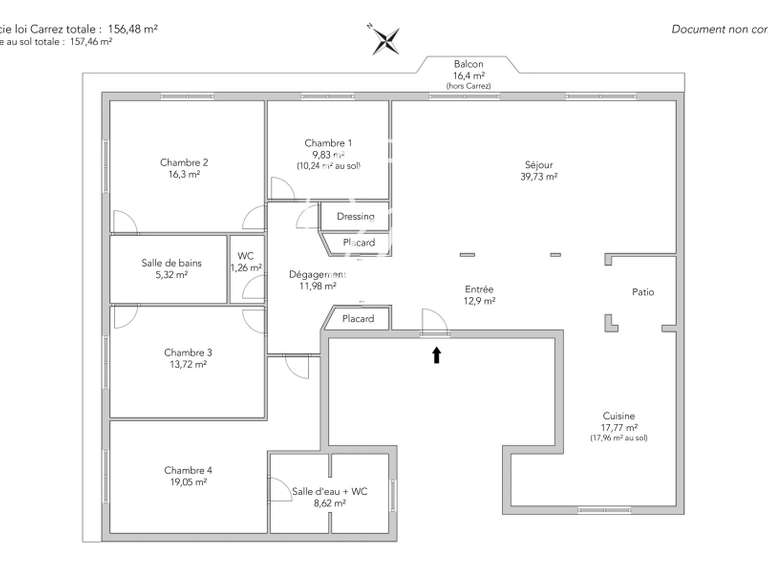Appartement Paris 16e - 4 chambres - 157m²