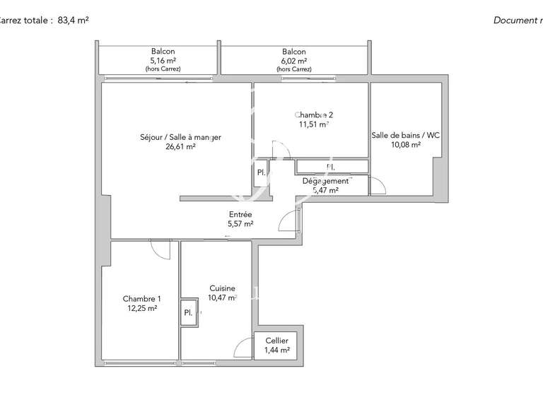 Appartement Paris 16e - 2 chambres - 85m²