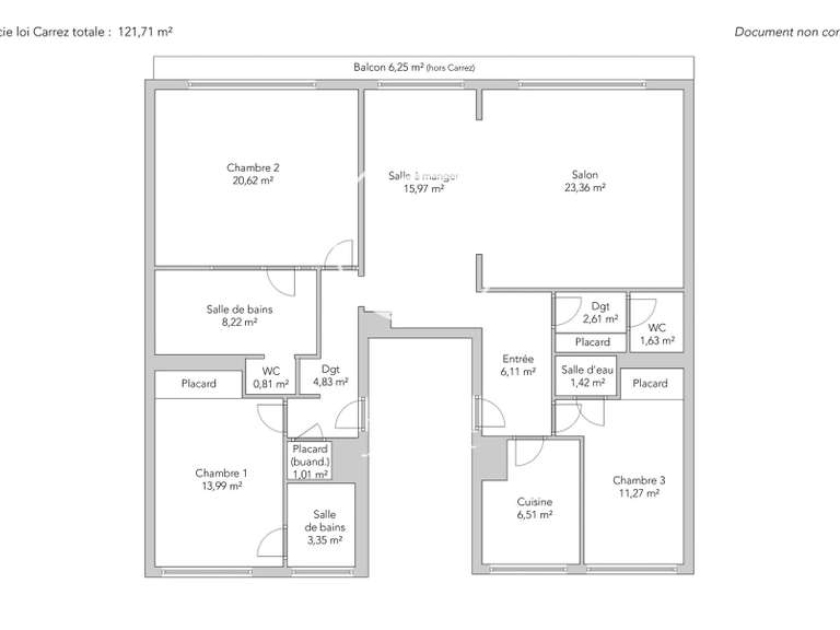 Appartement Paris 16e - 3 chambres - 121m²