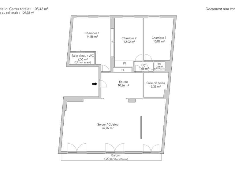 Appartement Paris 16e - 3 chambres - 105m²