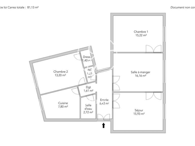 Appartement Paris 16e - 2 chambres - 81m²