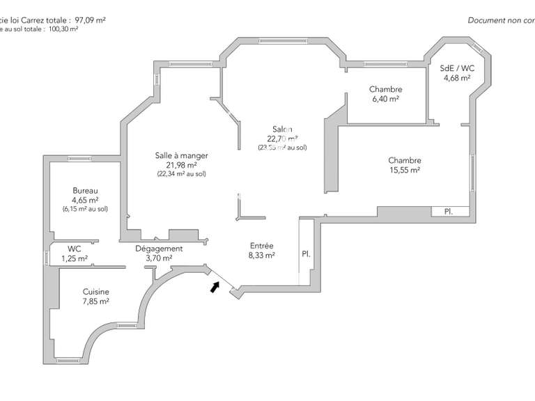 Appartement Paris 16e - 2 chambres - 100m²