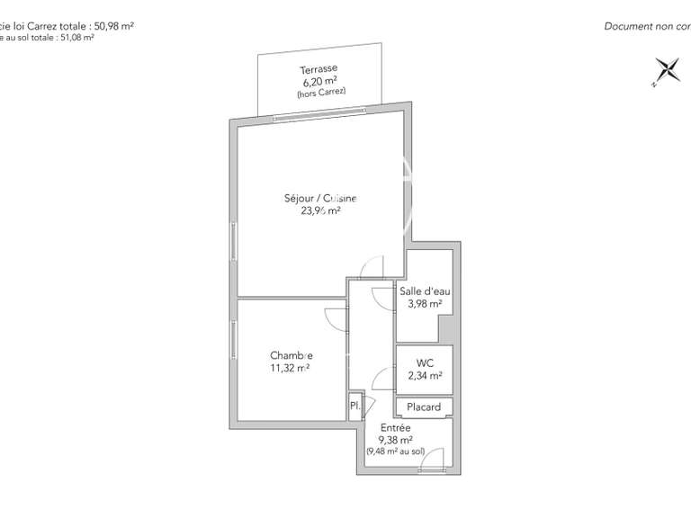 Appartement Paris 16e - 1 chambre - 51m²