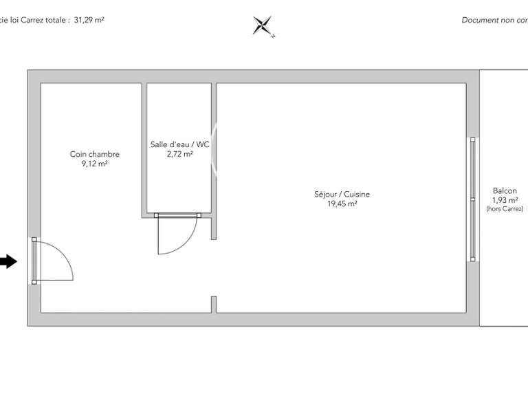 Appartement Paris 16e - 1 chambre - 31m²