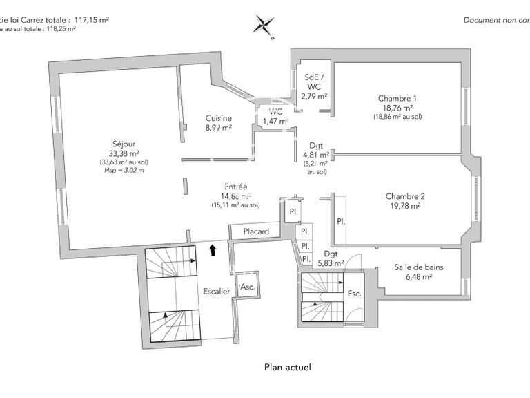 Appartement Paris 16e - 2 chambres - 117m²
