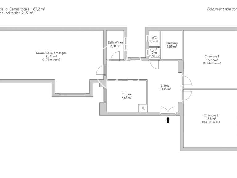 Appartement Paris 16e - 2 chambres - 91m²