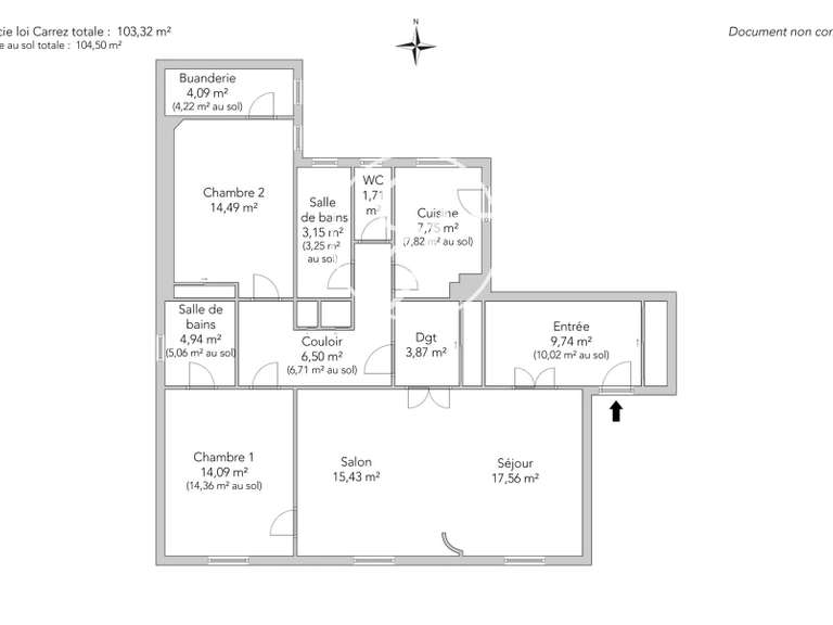 Appartement Paris 16e - 2 chambres - 104m²