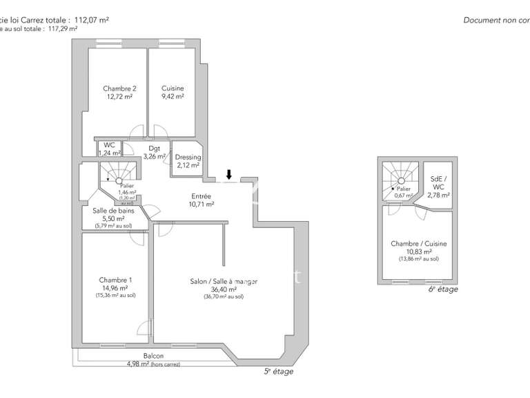 Appartement Paris 16e - 3 chambres - 117m²
