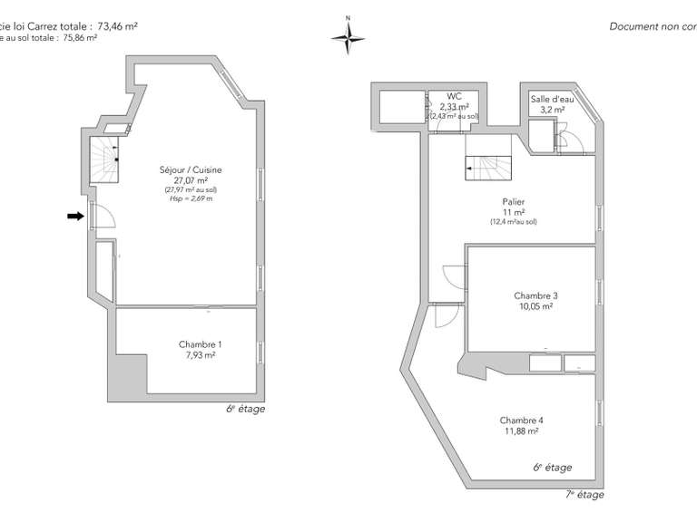Appartement Paris 16e - 3 chambres - 75m²