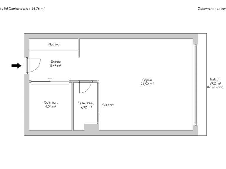 Appartement Paris 16e - 1 chambre - 33m²