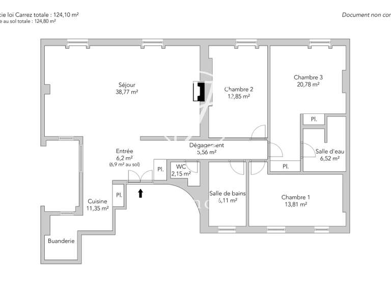 Appartement Paris 16e - 3 chambres - 124m²
