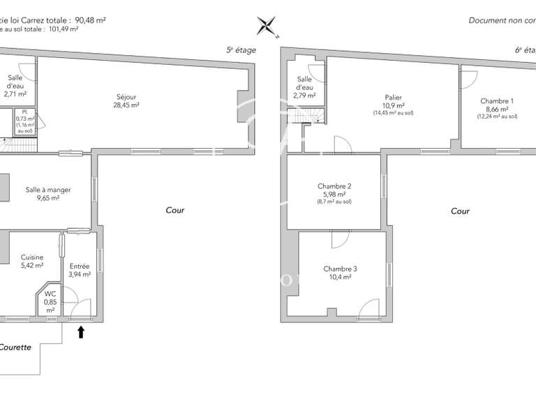 Appartement Paris 16e - 3 chambres - 90m²