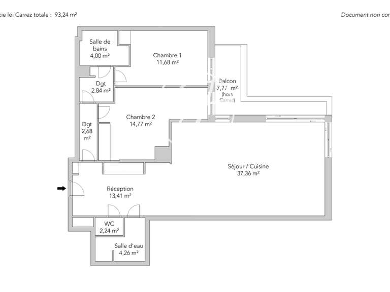 Appartement Paris 16e - 2 chambres - 93m²
