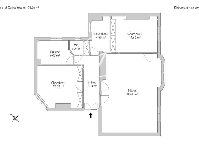 Appartement Paris 16e - 2 chambres - 78m²