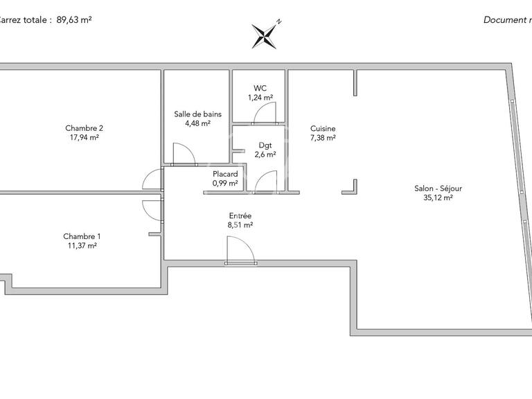 Appartement Paris 17e - 2 chambres - 89m²
