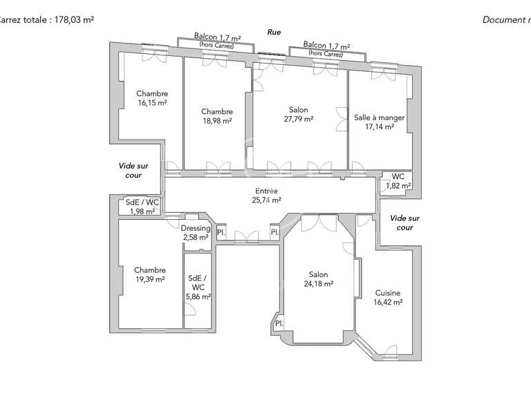 Appartement Paris 17e - 4 chambres - 178m²