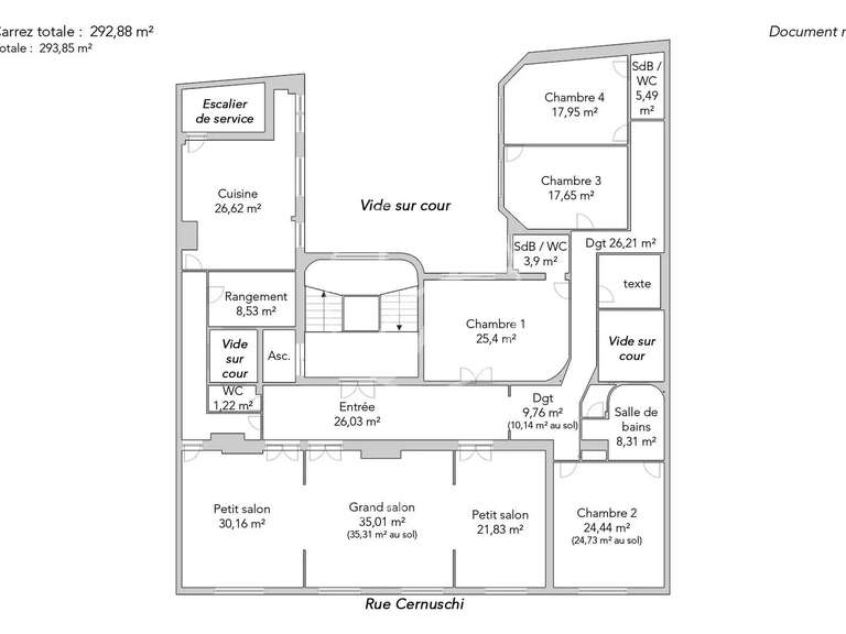 Appartement Paris 17e - 4 chambres - 293m²