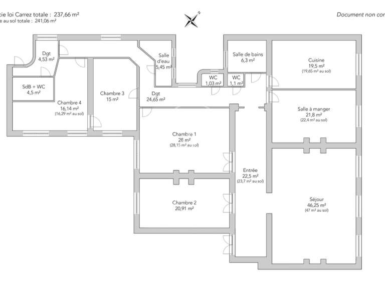 Appartement Paris 17e - 4 chambres - 241m²