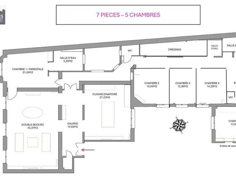 Appartement Paris 17e - 5 chambres - 218m²