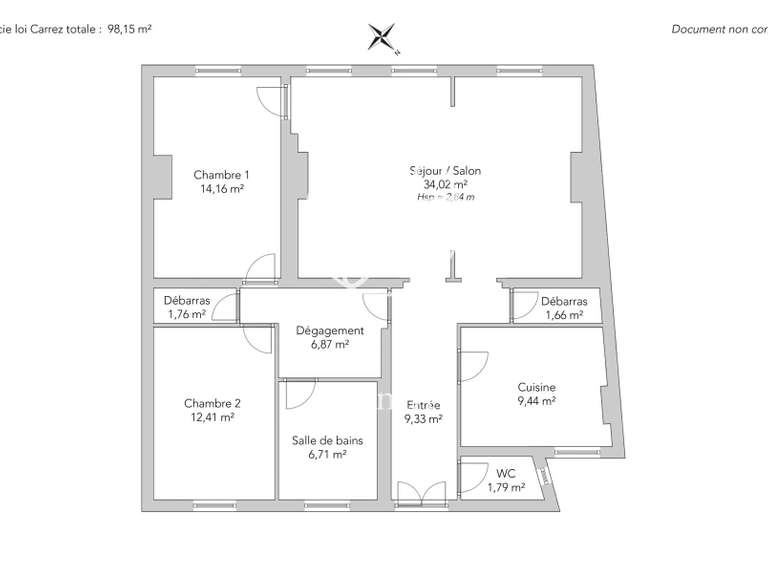 Appartement Paris 17e - 2 chambres - 100m²