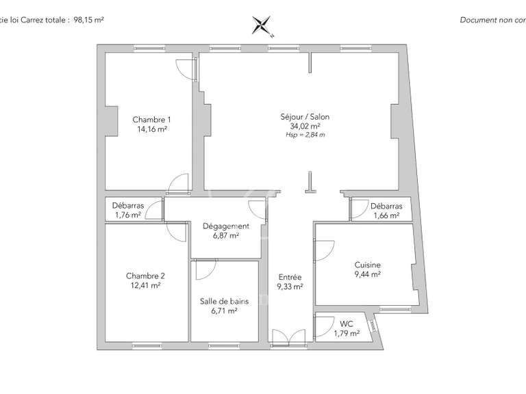 Appartement Paris 17e - 2 chambres - 100m²