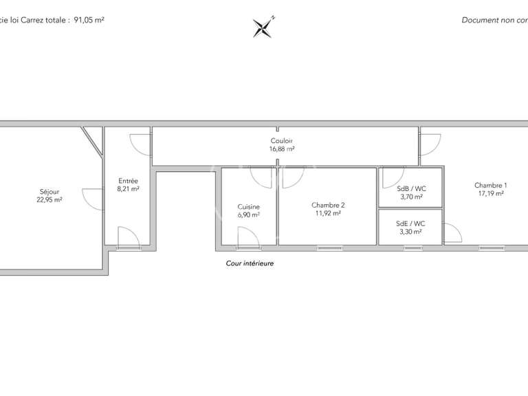 Appartement Paris 17e - 2 chambres - 96m²