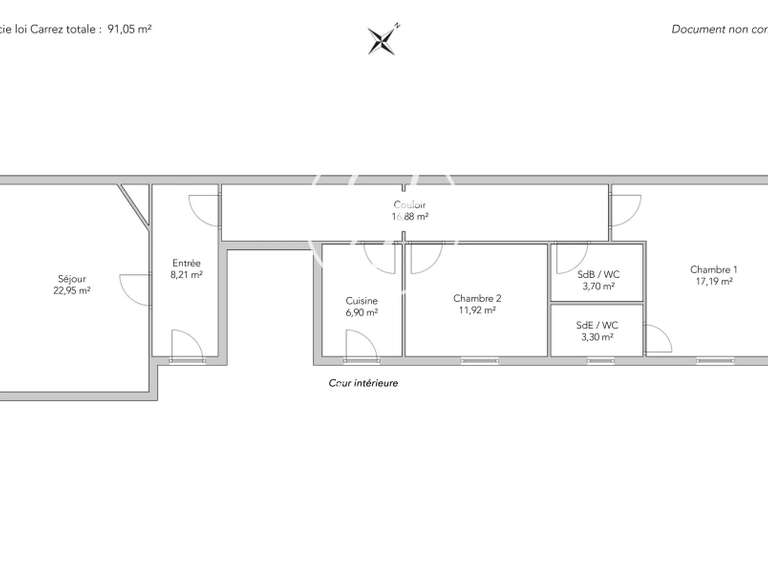 Appartement Paris 17e - 2 chambres - 96m²