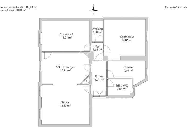 Appartement Paris 17e - 2 chambres - 81m²