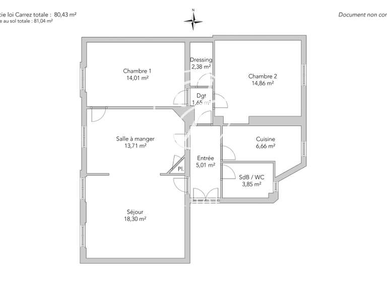 Appartement Paris 17e - 2 chambres - 81m²