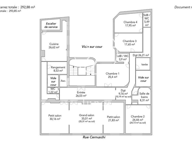 Appartement Paris 17e - 4 chambres - 293m²