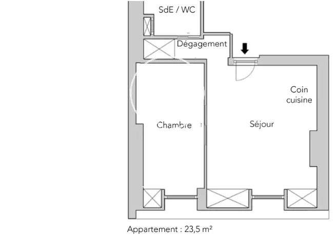 Appartement Paris 17e - 23m²