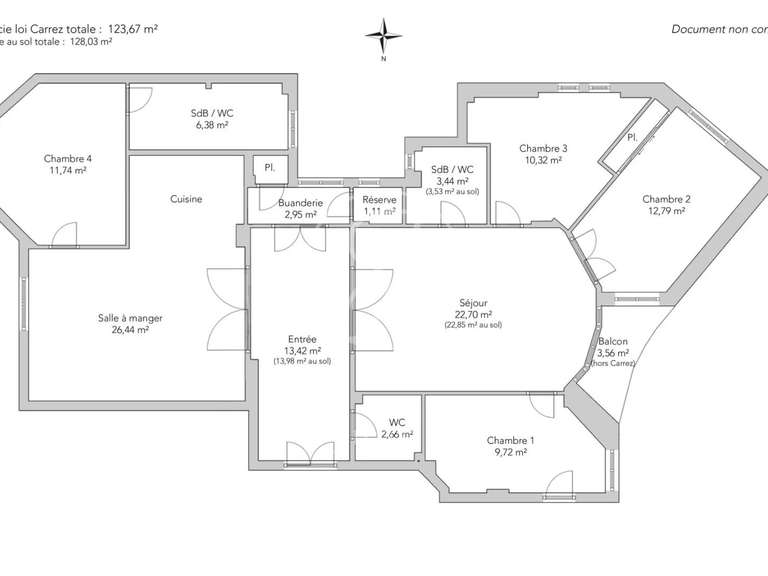 Appartement Paris 17e - 4 chambres - 123m²