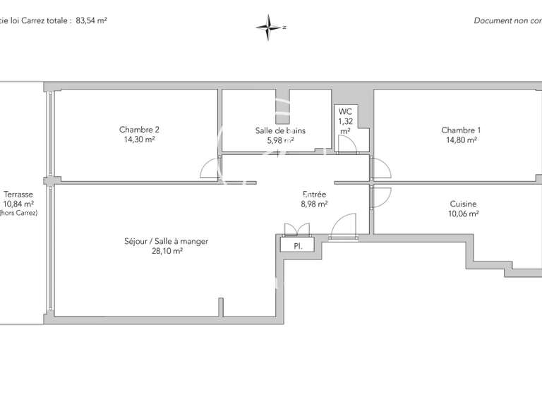 Appartement Paris 17e - 2 chambres - 94m²