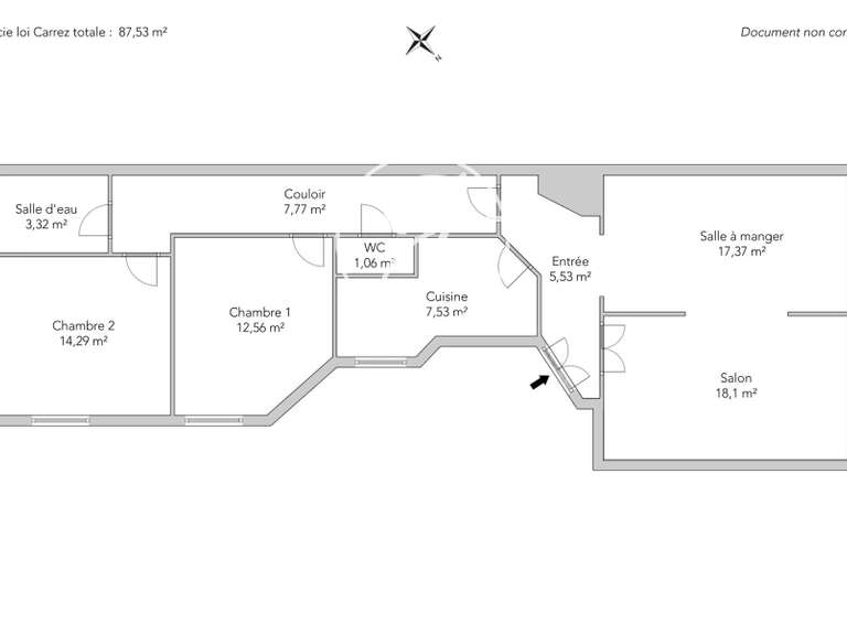 Appartement Paris 17e - 2 chambres - 87m²