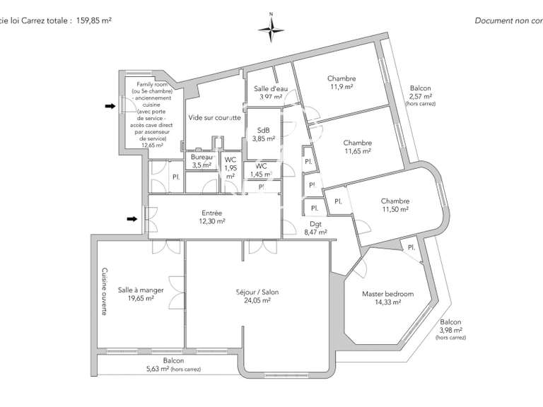 Appartement Paris 17e - 5 chambres - 159m²